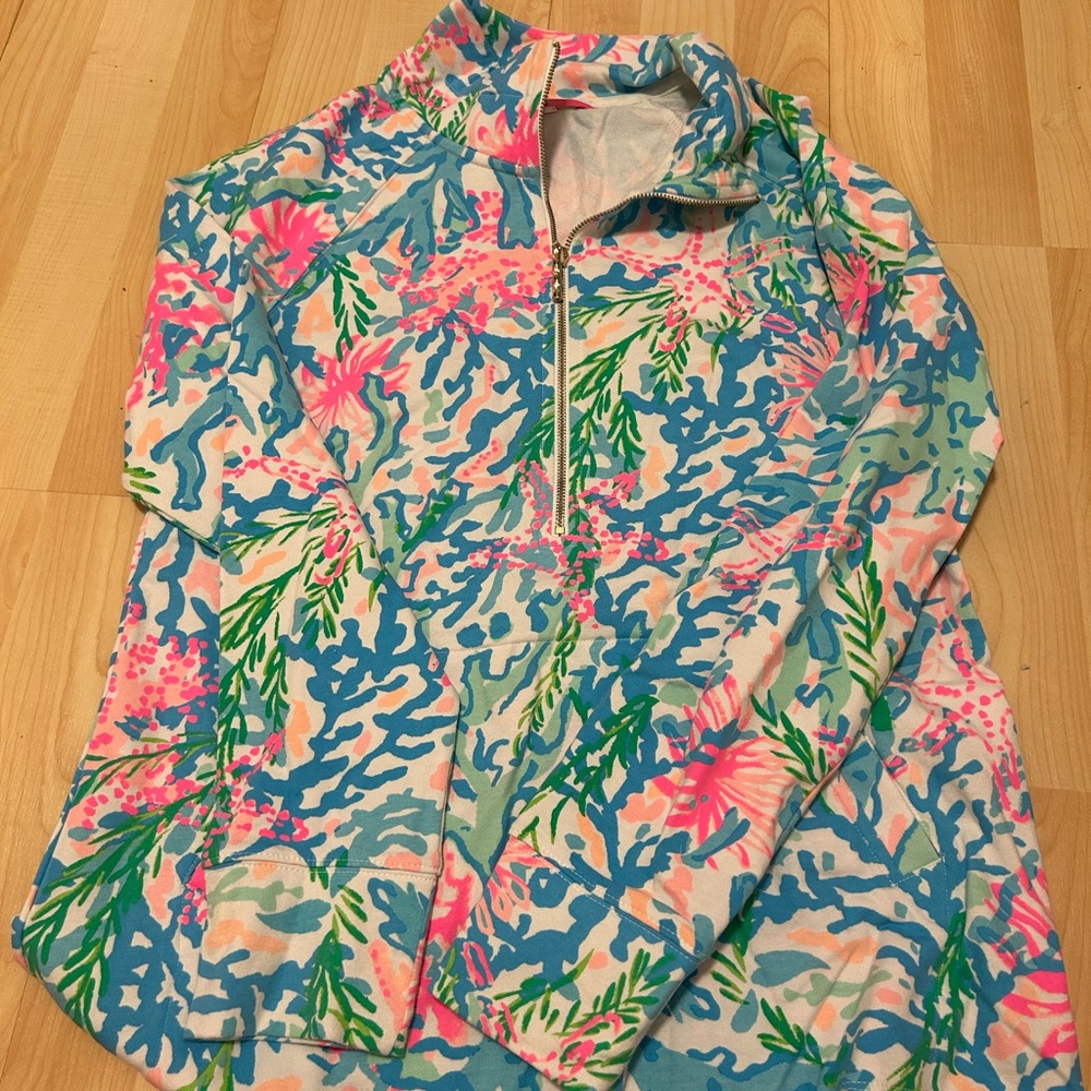 Colorful Floral Quarter-Zip Pullover